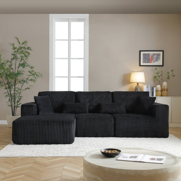 English Elm 109'' Modular L-shape Sectional Corduroy Couch Deep Seat No Assembly Living Room W1117S00310