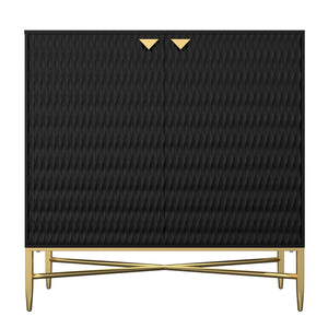 English Elm Modern Tapered Leg 7-Drawer Freestanding Cabinet with Gold Pulls and Heavy-Duty 120lb Drawers for Storage Black 36.8 L x 18.5 W x 8.85 H T3609P352397