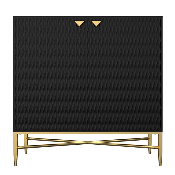 English Elm Modern Tapered Leg 7-Drawer Freestanding Cabinet with Gold Pulls and Heavy-Duty 120lb Drawers for Storage Black 36.8 L x 18.5 W x 8.85 H T3609P352397