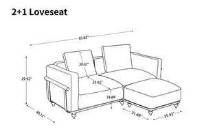 English Elm Modular 86-Inch Sectional Sofa: Luxurious White Linen, 70% Down-Filled Cushions, Washable Covers, Versatile Design T3966S00008