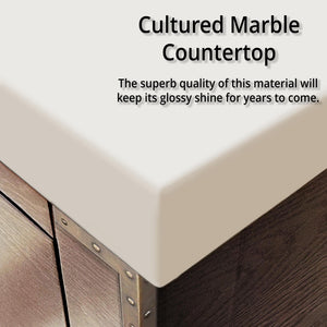 English Elm Grey Oak Double Bath Vanity 60" W X 22" D With Cultured Marble Top, Soft-Close Drawers & Storage B2731P259854