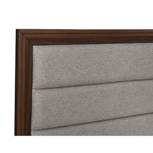 English Elm Anza Queen Bedroom Set with Taupe Upholstered Headboard and Walnut Finish Storage B062S01690