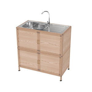 English Elm Utility Sink Station with Stainless Basin Rotating Faucet and Waterproof Storage Cabinet W3895P460811