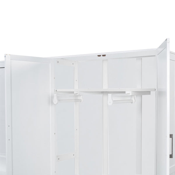 English Elm Queen Murphy Bed with Wardrobe Cabinet Hydraulic Lift Mdf Space Saving Wall Unit White LP000581AAK