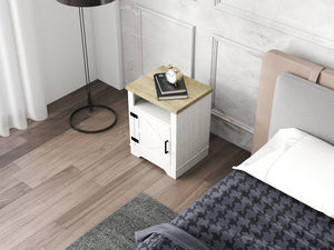 English Elm Farmhouse Rustic Nightstand with 2 Drawers and Open Shelf, Sturdy Wood-End Table for Bedroom Charm White+Oak 23.03 L x 20.79 W x 6.89 H W3151P264507