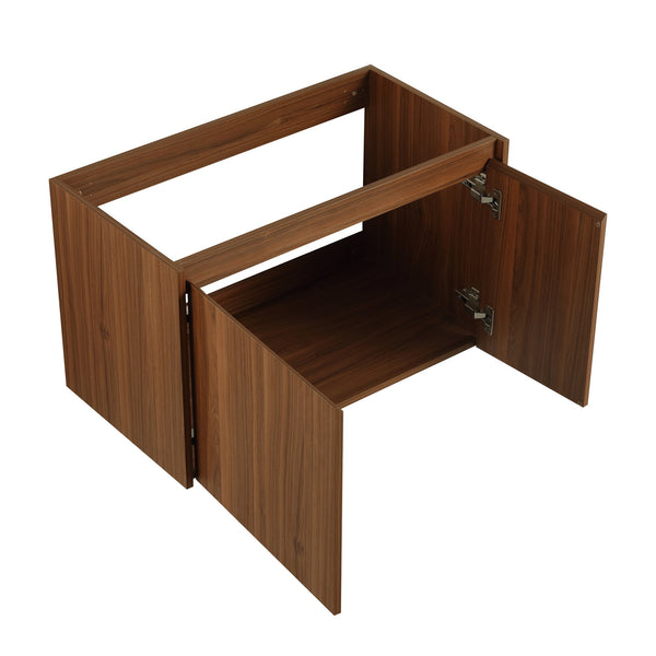 English Elm 30 Resin Sink Vanity with Soft-Close Doors, Floating Mount Design, Durable Scratch & Water-Resistant Finish Walnut W999P228750