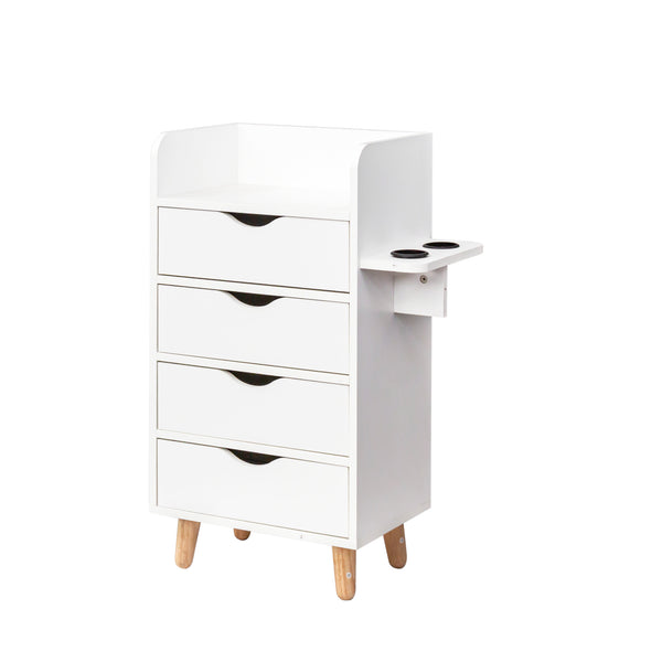 English Elm 4 Layer Salon Storage Cabinet with 2 Dryer Holders, 4 Drawers & Raised Legs — Stylish Hair Stylist Organizer for Salon & Home W331P248070