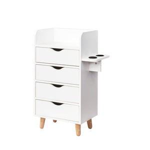 English Elm 4 Salon Storage Cabinet with 4 Drawers, 2 Hair Dryer Holders, Raised Legs — Compact Styling Station Organizer for Salon & Home W331P248070