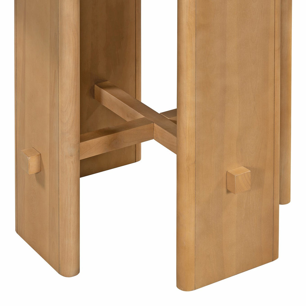 English Elm TREXM 5-Piece Round Dining Set for 4 — Minimalist Farmhouse Table with Upholstered Solid Wood Chairs Beige+Natural ST000148AAE