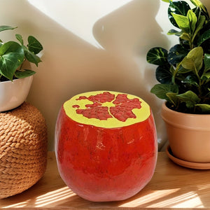 English Elm Pomegranate Resin Sculpted Stool Outdoor Side Table Plant Stand Accent Decor W5709P496325