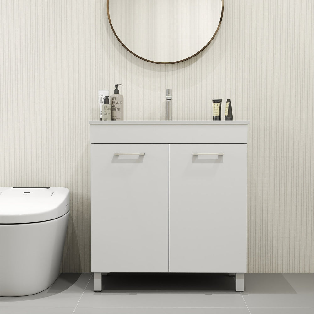 English Elm 32-Inch Floor-Mounted Bathroom Vanity With Sink Combo - Elegant Design, Soft-Close Doors, Adjustable Feet W3151S00031