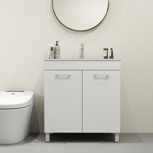 English Elm 32-Inch Floor-Mounted Bathroom Vanity With Sink Combo - Elegant Design, Soft-Close Doors, Adjustable Feet W3151S00031