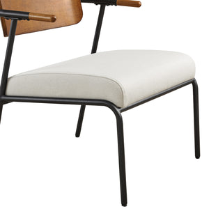 English Elm Jennifer Taylor Home - Kelvin Cream Upholstered Accent Arm Chair with Black Metal Frame, Mid-Back, Compact Comfort B2719P328582