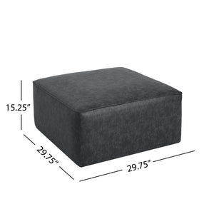English Elm Upholstered Corduroy Square Ottoman Plywood Frame Sectional Footrest for Living Room Black N757P414087B