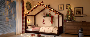 English Elm Twin House Frame Floor Bed Solid Pine Kids Room Montessori Low Profile Play Nook Espresso W1580P387837