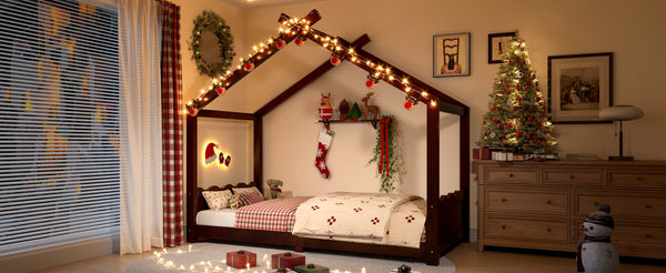 English Elm Twin House Frame Floor Bed Solid Pine Kids Room Montessori Low Profile Play Nook Espresso W1580P387837
