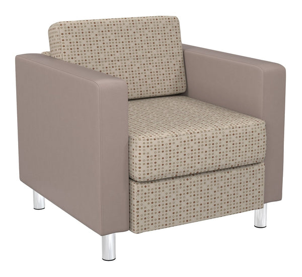 OSP Home Furnishings Pacific Vinyl Club Armchair with Chrome Legs for Modern Living Room Lounge Seating Luna Stratus PAC51-K100/R103