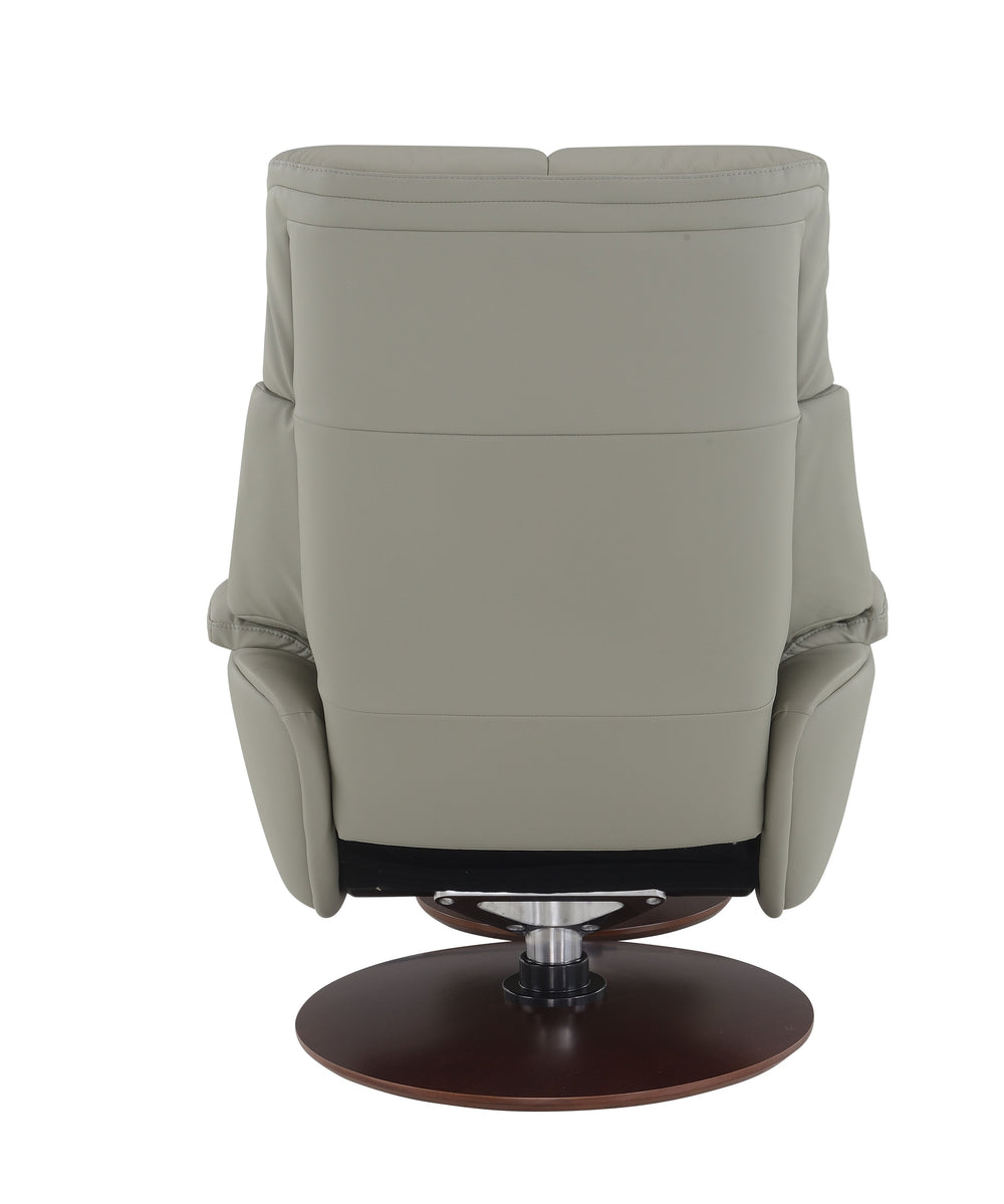 English Elm Kandoro Gray Top Grain Leather Accent Chair with Swivel, Ottoman & Recline — Pocket Coil Comfort, Sleek Design B2726P245874