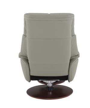 English Elm Kandoro Gray Top Grain Leather Accent Chair with Swivel, Ottoman & Recline — Pocket Coil Comfort, Sleek Design B2726P245874