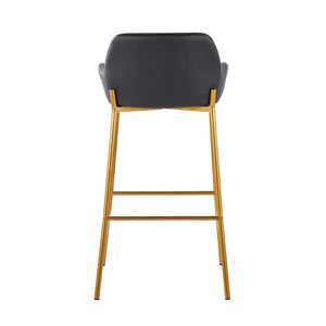 English Elm Fixed-height Swivel Barstools Walnut Legs Teal Upholstery Mid-century Modern Set of 2 B202S02156