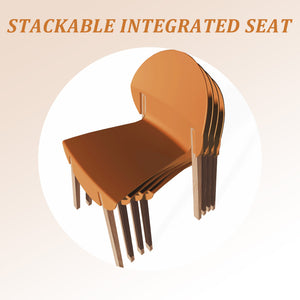 English Elm 4-PackTropical Orange Chairs with Solid Red Oak Legs, Ergonomic PP Seat, 330lb Strength, Easy-Clean W3450P322871