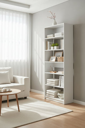 English Elm Prosper 32" White Wood Walk-In Closet System with Freestanding Design, Oak Finish, Durable Melamine Storage B040P407431