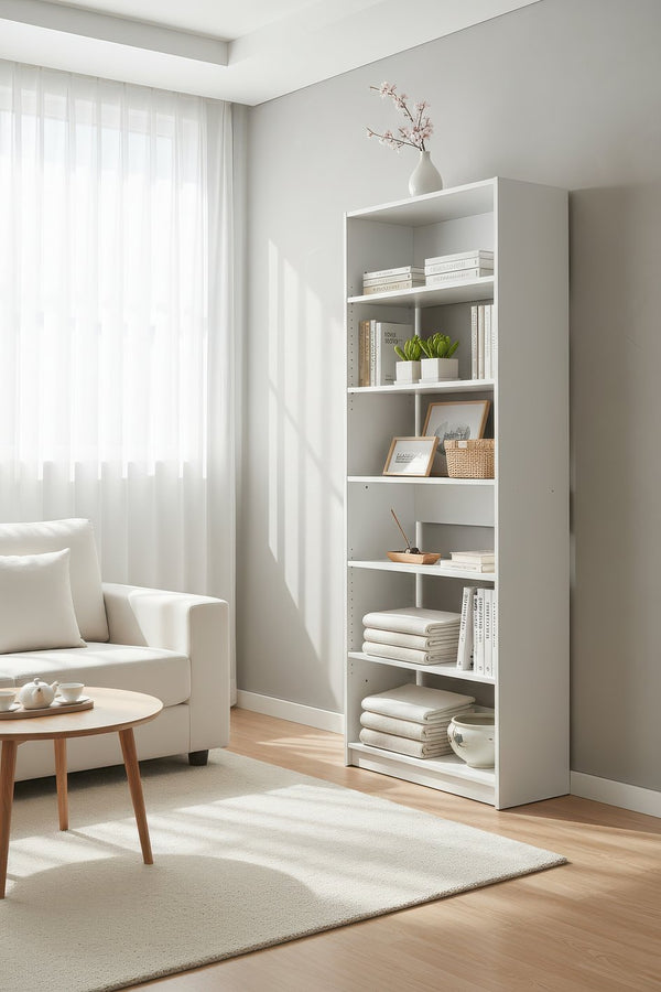 English Elm Prosper 32" White Wood Walk-In Closet System with Freestanding Design, Oak Finish, Durable Melamine Storage B040P407431