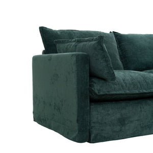English Elm 93.31" Modular L-shaped Sectional with Movable Ottoman Chenille 4-seat Living Room Sofa Green W2795S00038
