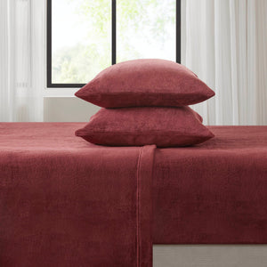 English Elm 3 Pcs Twin Micro Plush Sheet Set - Luxurious Burgundy Bedding For Year-Round Comfort & Style B035P319758