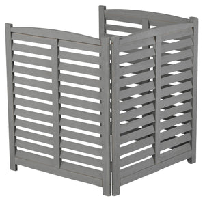 English Elm 3-panel Slatted Wood Outdoor Privacy Screen for Ac Units Trash Enclosures Gardens Grey W2640P272033