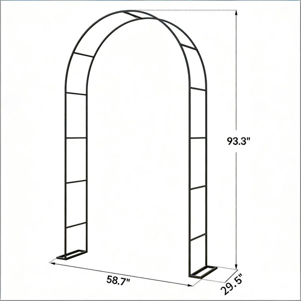 English Elm Outdoor Steel Garden Arch with Weighted Base for Weddings and Climbing Vines T3971P486761