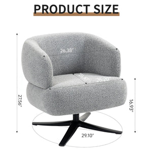 English Elm Cuddle-style linen swivel chair with 360° rotation, wrap-around cradle design for cozy compact spaces Antique Grey W3248P354261