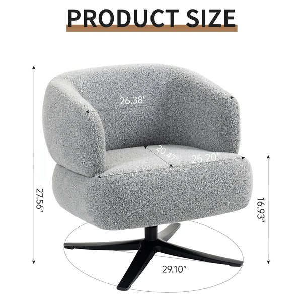 English Elm Cuddle-style linen swivel chair with 360° rotation, wrap-around cradle design for cozy compact spaces Antique Grey W3248P354261