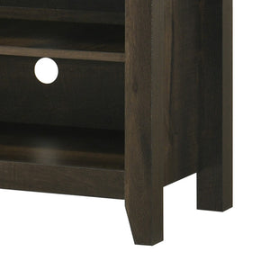English Elm Tropea 58 Inch Open Shelf Media Console with Oak Finish and Cord Management B2749P413252
