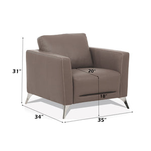 English Elm Malaga Italian Genuine Leather Accent Chair with Chrome Legs for Modern Living Taupe B2726P496934