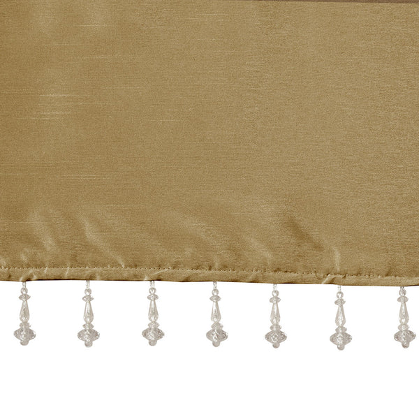 JLA Home Madison Park - Lightweight Faux Silk Valance with Beaded Trim, Lined Twist-Tab Top for Privacy and Elegant Draping Bronze MP41-4456