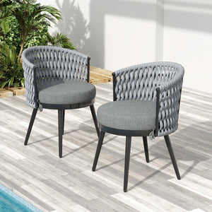 English Elm Christopher Knight Home® - Outdoor Dining Chair with Metal Frame & Handwoven Rope, Weather-Resistant Cushioned Seat for Patio Comfort and Stylish Alfresco Seating Light Gray N770P290585G