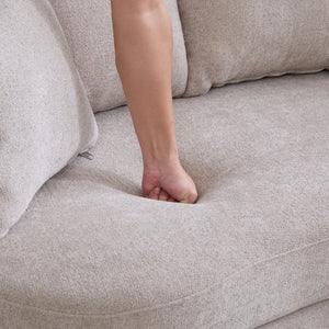English Elm 73.82" Wide Curved Chenille Loveseat with Deep Lounge Seat and Sculptural Modern Frame Taupe W3189S00034