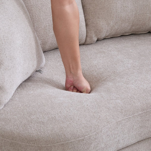 English Elm 73.82" Wide Curved Chenille Loveseat with Deep Lounge Seat and Sculptural Modern Frame Taupe W3189S00034