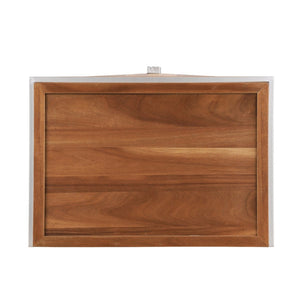 English Elm Mid-century Modern Nightstand with Diamond Geometric Drawers and Heavy Duty Wood Base Light Brown N761P324094M
