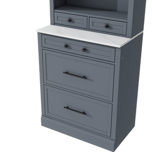 English Elm Modern 83.7in Tall Kitchen Pantry Set of 2 with Faux Marble Countertops, Durable Storage and Anti-Tip Safety Gray SP000075AAE