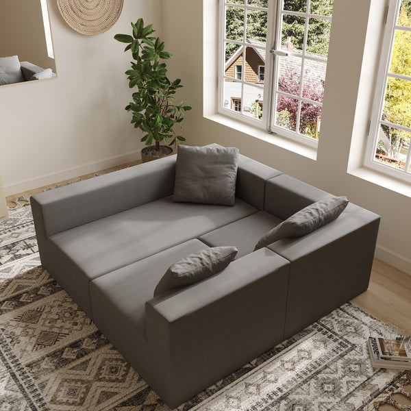 English Elm L Shaped Modular Sectional Sofa - 110" Corduroy Comfort With Movable Ottoman For Stylish Living Spaces W3670S00002