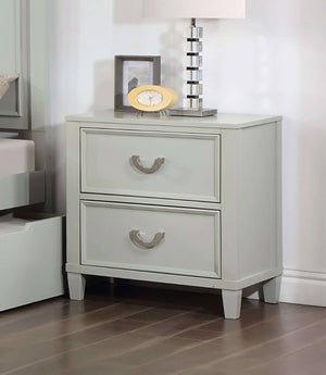 English Elm Transitional Nightstand with Dovetail Drawers and Chrome Pulls — Solid Wood Molding Accent, Smooth Glides Gray 22 L x 22 W x 20 H B2741P406256