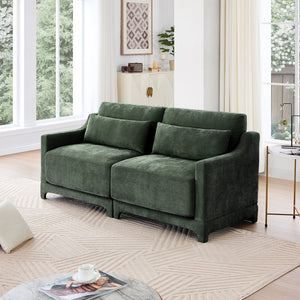 English Elm Two chenille two-seater sofa with ergonomic lumbar support, tufted elegant design, sturdy wood frame, plush sponge cushions, versatile for living rooms and reading nooks Green W714S01213