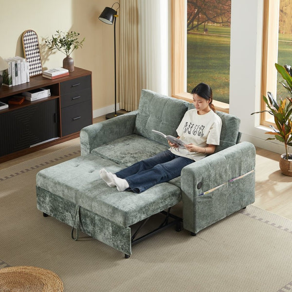 English Elm Modern Chenille Tufted Sleeper Sofa with Usb Port and Storage for Guest Rooms W1183S00024