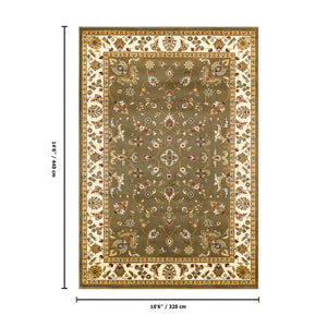 English Elm Classic Traditional All Over Patterned Green Large Area Rug for Living and Dining Rooms B186P452267