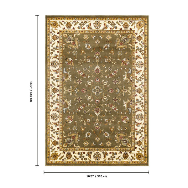 English Elm Classic Traditional All Over Patterned Green Large Area Rug for Living and Dining Rooms B186P452267