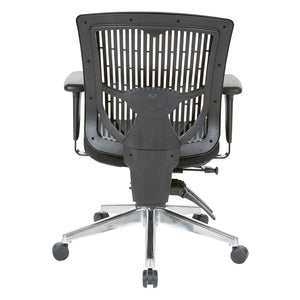 OSP Home Furnishings Contoured Plastic Back Manager Chair with Lumbar Support Foam Seat and Chrome Base 97898CBK-30