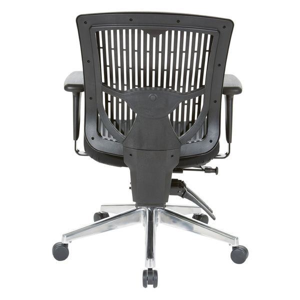 OSP Home Furnishings Contoured Plastic Back Manager Chair with Lumbar Support Foam Seat and Chrome Base 97898CBK-30