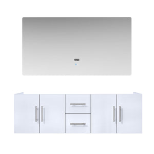 English Elm Glossy White Double Bath Vanity 60" W X 22" D With Led Mirror - Modern Style & Ample Storage Solution B2731S00501